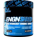 EVL Ultimate Pre Workout Powder - Thermogenic Fat Burn Support Preworkout Powder Drink for Lasting Energy Focus and Stamina - ESGN Shred Intense Creatine Free Preworkout Drink Mix - Blue Raz