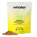 wholier Proteína vegetal orgánica + Prebióticos. Proteína Vegan limpia. 21g de Proteína. 14 Ingredientes vegetales reales. Fibra prebiótica. No Flavors Naturales, Gums o Fillers. Cremy Cacao (1 libras 4 oz.)