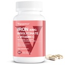 Suplemento Bisglycinate de Hierro para Hombres - 30 mg Píldoras de Hierro con Vitamina C, B12, Ácido Fólico - Hierro Chelatado para Anemia, Sangre de Salud - Alta Absorción, Libre de gluten, No GMO - 60 Cápsulas Veganas