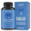 WellPath Rest Valerian Root Sleep Aid for Adults with Melatonin & L-Theanine Silencio Natural &amp; Herbal Sleeping Pills with Extra Strength ← 5-HTP, Lemon Balm, Chamomile, 60 Ct