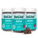 BeLive Biotin Gummies - Esquí, uñas " Hair Vitamins with A, C, D, E, B12, Zinc, Folate " Inositol, Biotin Supplement for Anti-Aging, Energy " Collagen Boost, Multivitamin Gummies - Strawberry ← 3-Pack