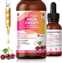 Suplemento de hierro para mujeres gotas: suplemento de hierro líquido con vitamina C B12 &amp; ácido fólico Absorción energética Apoyo Fórmula Vegan gotas libres de azúcar