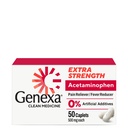 Genexa Clean Acetaminophen 500mg Extra Strength, Dye Free Pain Reliever Fever Reducer, 0% Artificial Additives, Dolor de dolor para adultos, Aliviado, Dolor de espalda, Dolor de artritis menor, 50 Tablets