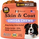 Natural Dog Company Skin &amp; Coat Supplement for Dogs – Omega 3 Salmon Oil, Biotin &amp; Vitamina E Support Shiny Coat, Healthy Skin &amp; Normal Shedding, Promociona Comfort de Occasional Itch, 90 Cuenta