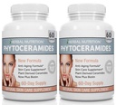 Fitoceramides Rice Basado en Biotina Anti Aging Suplemento, Wrinkle Remover y Facial Moisturizing con Fitoceramides Vitamina A, C, D y E, Two Bottle Pack, 120 Capsules 40mg, Gluten Free