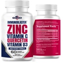 Zinc Quercetina 500mg con vitamina D y C Antioxidante Apoyo a la inmune Alta Potencia Quercetina Zinc Suplemento para Hombres y Mujeres - Gluten, Soy, & Dairy Gratis - 60 Cuenta (Pack de 1)