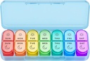 Organizador semanal de píldoras 2 veces al día - AM PM Organizador de píldoras con 7 casos diarios de color pequeños, cajas de carga de mañana y noche para vitaminas, medicinas, " suplementos