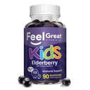 Siente Gran Vitamina Co. Gummies de Elderberry para los niños ← Apoyo Inmunitario Silencio Natural Antioxidante Booster infligido con vitamina C y Zinc