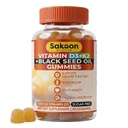 Nutrición de Sakoon 5000 UI Vitamina D3 K2 Suplemento de vitamina con aceite de semilla negra para bonificación, dientes, músculo y apoyo de defensa inmunitaria, no GMO y Gluten Gratis, 60 Chewables de Gummy