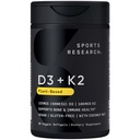 Investigación Deportiva Vitamina Vegan D3 + K2 Suplemento con aceite de coco orgánico - 5000iu Vitamina D con 100mcg Mk7 Vitamin K - Apoya Calcio para Huesos Más Fuertes &amp; Salud Inmune - 30 Softgels para Adultos
