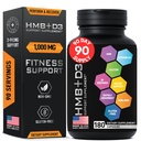 Suplementos HMB con vitamina D3 - 1000 mg Calcio Beta-Hydroxy Beta-Metilbutirato por Serving for Muscle Growth, Strength &amp; Recovery - 180 Gluten-Free, Non-GMO HMB Capsules, 3-Month Supply
