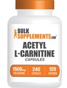 BulkSupplements.com Acetyl L-Carnitine Capsules - ALCAR HCl, Carnitine Supplement - ALCAR Capsules, Acetyl L-Carnitine 1500mg - Gluten Free, 2 cápsulas por Serving, 240 cápsulas