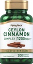 Piping Rock Ceylon Complejo de canela Capsules 1200 mg  200 Count ← Herbal Suplemento Silencio Vegetarian, Non-GMO, Gluten Free