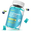 Biotina Gummies con colágeno, queratina, ácido hialurónico, vitamina para la piel, crecimiento del cabello, uñas, mujeres adultos Niños - 60 Blueberry Flavored Gummies