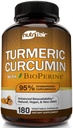 NutriFlair Curcumina Turmérica con BioPerina - 1300mg, 180 cápsulas - 95% Curcuminoides Estándarizados Suplemento Turmérico Extracto con Pepper Negro para la Absorción Optimal - 180 cápsulas