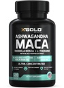 Ashwagandha 5,000mg + Maca Root Negro, Rojo, Amarillo 4,000mg, Rhodiola & L-Theanine: 30:1 Extracto Ashwagandha Capsules, 20:1 Extracto Maca Root Capsules - Suplemento para Hombres y Mujeres