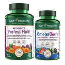 Purity Products Women’s Perfect Multi + OmegaBerry Fish Oil Women's Multi (Apoyos Urinary Tract Health, Immune, Bone, Hair, Skin, Nails + Más) - OmegaBerry (1250mg Omega-3, Vitamina D3 + Más)