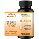 SHIFAA NUTRITION Halal Vitamin C-1000mg Tablets, 60 Days Supply. Suplemento de Apoyo Inmuno con Vitamina C, Elderberry, Quercetin, Rose HIPS & Rutin. Vegetariano, No GMO, Libre de Azúcar