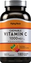 Piping Rock Vitamina C Chewable 1000mg  180 Tablets ← Orange Flavor ← Vegetarian, Non-GMO, Gluten Free Supplement