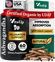 Ashwagandha capsules 1310mg con Black Pepper - USA hizo suplementos de Ashwagandha para el apoyo a la relajación, función cognitiva normal " Niveles de energía equilibrados – 60 caps