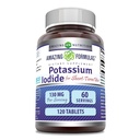 Fórmulas asombrosas Potasio Iodide Suplemento TENIDO 130 Mg TENIDO 120 Tablets TENIDO NO GLUTEN-Free TEN Made in USA