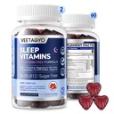 Melatonin Free 5-HTP GABA Suplemento Gummies para adultos &amp; niños 12+ con L-Theanine, Magnesium Glycinate, L-Tryptophan, Apigenin - Sugar Free, Strawberry Flavor, Vegan, 120 Cuenta
