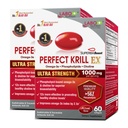 LABO Nutrition Perfect Krill EX, 1000mg Aceite de Krill Antártico Omega 3 EPA DHA, Phospholipids más elevados (más del 56%) con Choline, Astaxanthin ← Heart Brain Eye Joint Health, Made in USA, 60 softgelsX2