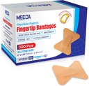 Bandages de tela flexibles - Bandas adhesivas de tela flexibles Finger-Tip Care y para proteger heridas de la infección - (100 caja contable)
