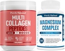 Purely Optimal Premium Multi Collagen Powder + Premium Magnesium Complex - Citrato de magnesio, malate, relajante muscular - 120 caps