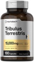 Horbäach Tribulus Terrestris for Men 15000mg ← 180 Capsules  Maximum Strength ← Non-GMO, Gluten Free Extract Supplement