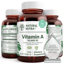 Vitamina Nutra Natural A 10,000 IU Softgels – High Potency Eye and Skin Vitamina sin gluten Un suplemento para la salud de la piel – Fish Liver Oil para hombres y mujeres, Gluten Free, 250 Softgels