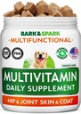 BARK CONSPARK Dog Vitaminas &amp; Suplementos - Multivitamin Chewable Treats for Dogs - Glucosamine Chondroitin for Joint Support + Omega for Skin &amp; Coat + Probiotics - Multi Vitamin for Pets Health - 120Ct