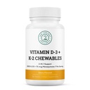Vitamina D3 + K2 Chewables - 2000 UI Vitamina D y MK7 K2 (Menaquinone-7) - Cherry Flavored Tablets - Vitamina D + K2 Suplemento para adultos y niños