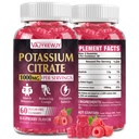 Gummies de citrato de potasio, suplemento de potasio alto (1000mg), apoya los calambres de las piernas y la salud muscular, adecuado para adultos " niños " , Vegan, no GMO, 60-Count