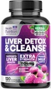 Gentle Liver Cleanse Detox " Repair Formula - Advanced Liver Support Supplement with Silymarin Milk Thistle, Dandelion Root, Artichoke Extract, Turmeric, Choline, " Beetroot - 120 Veggie Capsules