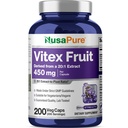 NusaPure Vitex Chasteberry Fruit 20:1 Extracto, 450 mg Equivalente a 9.000 mg 200 cápsulas Vegan - No GMO, Vegan Suplemento dietético