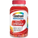Centrum MultiGummies Omega 3 Gummy Multivitamínico para adultos, Suplemento Multivitamínico/Multimineral, Sabores de Fresa/Lémon/Orange - 100 Condes