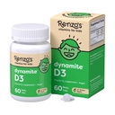 Vitamina D3 de Renzo, Dissolving Kids Vitamin D3, 60 Tabs sin azúcar, Lil’ Green Apple Flavored