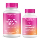 Pink Stork Prenatal Vitamin Duo: Prenatal Vitaminas y Probióticos para Mujeres Embarazadas -Morning Sickness and Fetal Development Support with DHA, Folate, Vitamin B6, and More - 2 Products, 90 Capsules