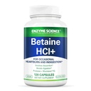 Enzyme Science Betaine HCl con Pepsin - Suplemento de ácido bajo estomacha - Suplemento hidrocloruro de betaina - Enzimas digestivas - 120 cápsulas