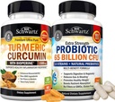 65 Billones CFU Suplemento Probiótico diario (1 mes de suministro) Más Curcumina de Turmérico con Pepper Negro Extracto Complejo de 1500mg (tamaño real)