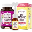 Mama Natural Prenatal Probiótico &amp; Baby Probiotic Drops Bundle – Gut, Vaginal &amp; Immune Support for Mom + Digestive Comfort for Baby with Infant Probiotics – Bundle &amp; Save