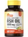 Sundance Fish Oil 1000mg ← 60 Softgels ← Natural Lemon Flavor Silencio con Active Omega-3 Silenciosa No GMO y Gluten Suplemento Gratis