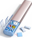 Vaydeer 7 días organizador semanal de píldoras (Apoyo 2 veces al día), caja de la pila de metal, gran capacidad Caja de la pila diaria para suplementos, píldoras, vitaminas y medicamentos (Rose Gold), 8.3*2.1*1.2 pulgadas