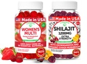 Lunakai USA Made Womens Multivitamin &amp; Shilajit Gummies Bundle – Energy, Immune & Vitality Support – Naturally Flavored – 60 Gummies no GMO Cada uno