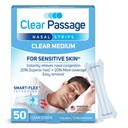 Nasal Strips Medium, Clear, 50 ct ← Funciona al instante para mejorar el sueño, reducir el ronquido, " Aliviar la congestión nasal Debido a las alergias de los fríos