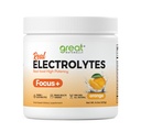 Focus+ Electrolito Nootrópico Naranja: Hidratación " Apoyo cerebral para el realce cognitivo, memoria, concentración - Citicolina, cafeína orgánica, metil B12 - Hecho en EE.UU.
