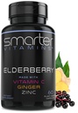 Más inteligentes cápsulas de arándano + vitamina C + jengibre &amp; zinc, suplemento herbario, potente extracto de baya de anciano negro vitamina antioxidante, 60 píldoras veganos