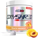EHP Labs OxyShred Pre Workout Powder - Preworkout Powder con L Glutamine &amp; Acetyl L Carnitine, Energy Boost Drink - Peach Mango, 60 Servings