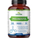 Zazzee Myo-Inositol Capsules, 2000 mg por Serving, 120 Vegan Capsules, dosis ideal para 40:1 Ratio, 100% Vegetariano, Saldo hormonal &amp; Función Ovárica saludable, All-Natural and Non-GMO